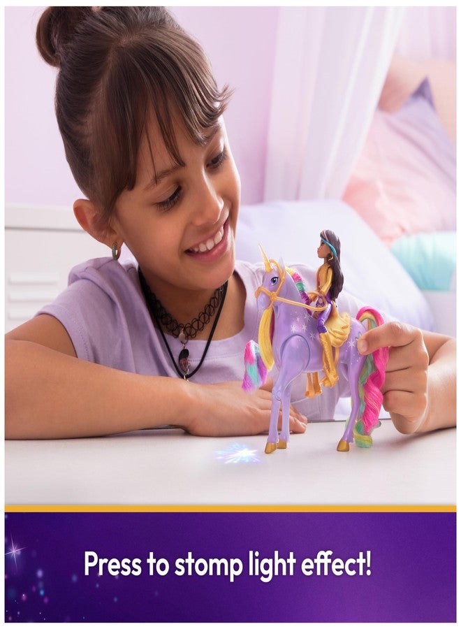 Unicorn Academy أكاديمية يونيكورن، صوفيا ونجمة الضوء السحرية مع تأثيرات إضاءة قوس قزح، دمى وألعاب يونيكورن للبنات، هدايا وحشوات جوارب للأطفال من عمر 4 سنوات فما فوق - Image 3
